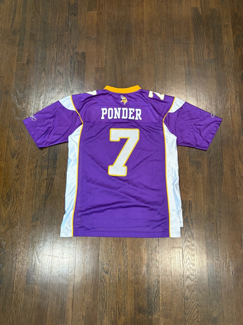 Reebok Purple White Gold Ponder #7 Minnesota Vikings Jersey